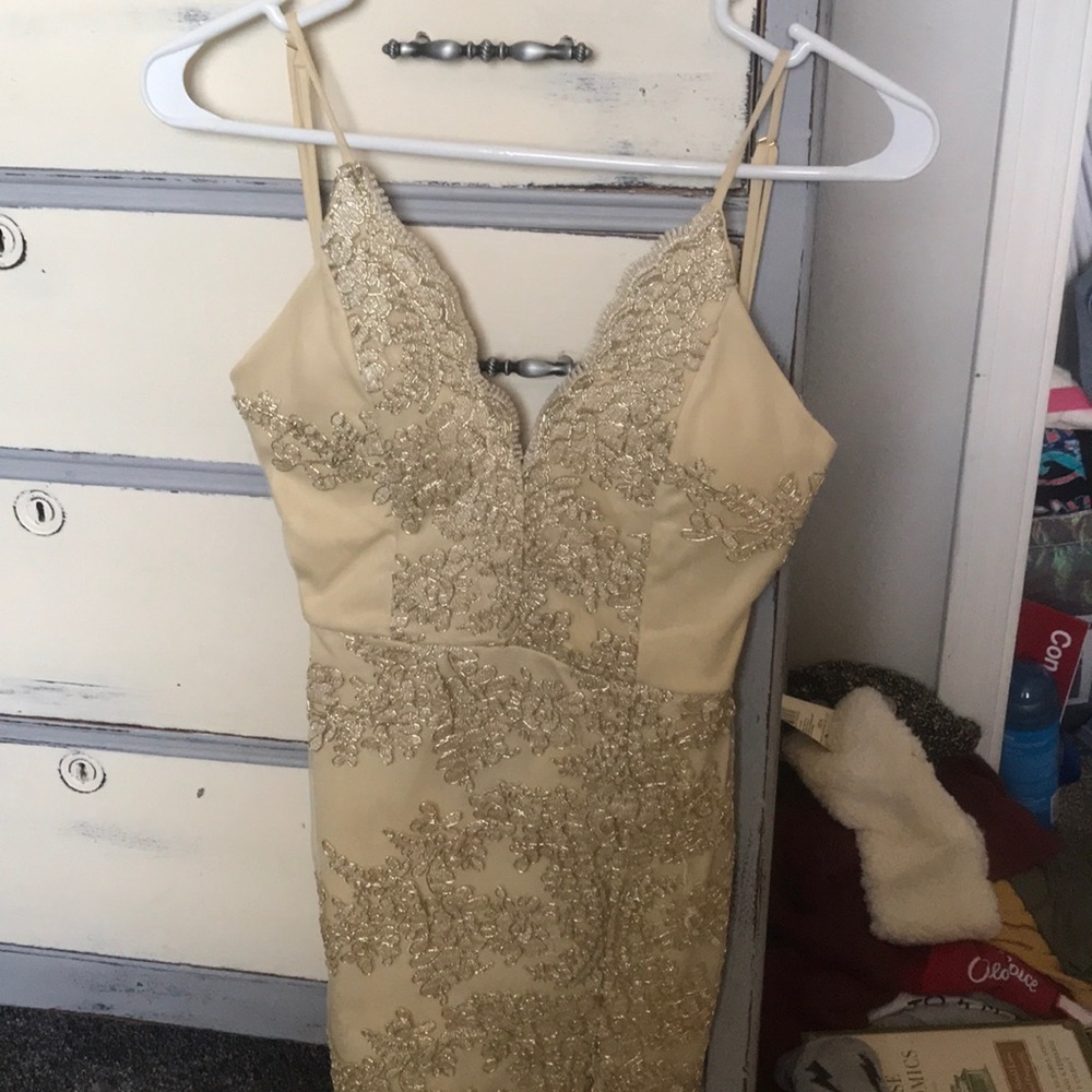 Gold lace dress